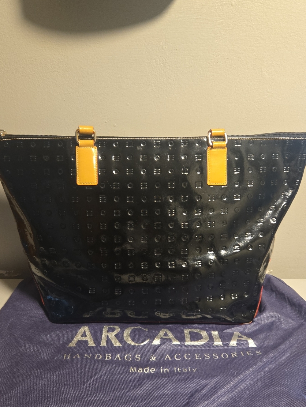 Arcadia Black Patent Tote